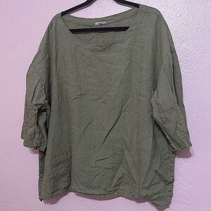 Eileen Fisher Oversized Boxy Irish Linen Top Blouse